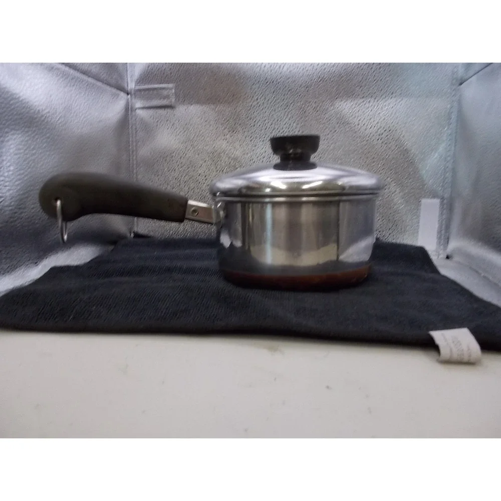Revere Ware 1 Qt Saucepan Copper Bottom Stainless Steel Pot with Lid Made in USA